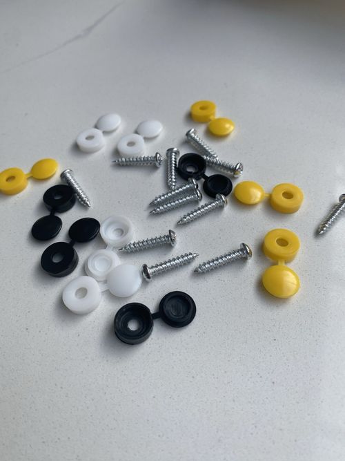 12 x NUMBER PLATE CAR FIXING FITTING KIT SCREWS & CAPS HINGED BLACK YELLOW WHITE — image 9