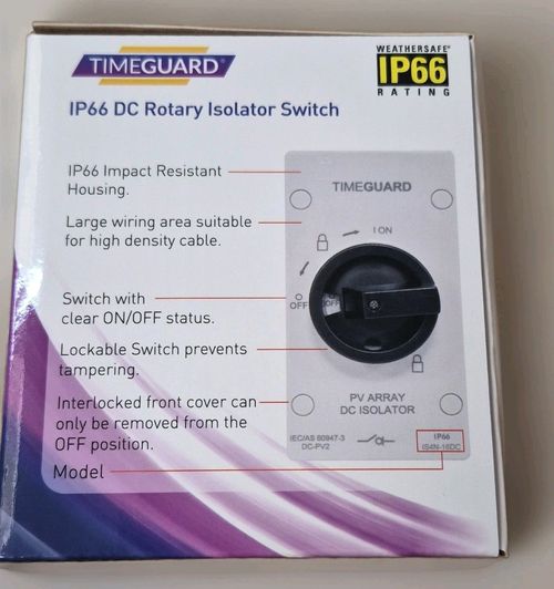 20x Timeguard IP66 DC Rotary Isolator Switch 16A 4 Pole PV Array IS4N-16DC — image 4