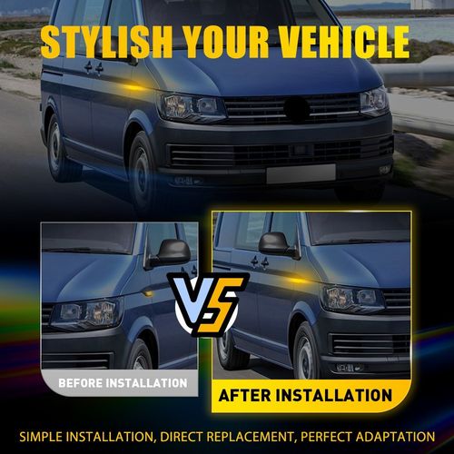 Sequential LED Side Repeaters Smoked Black Indicators For VW T6 Transporter UK — image 8