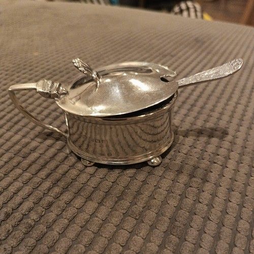 Antique Sterling Silver Mustard Pot and Spoon
