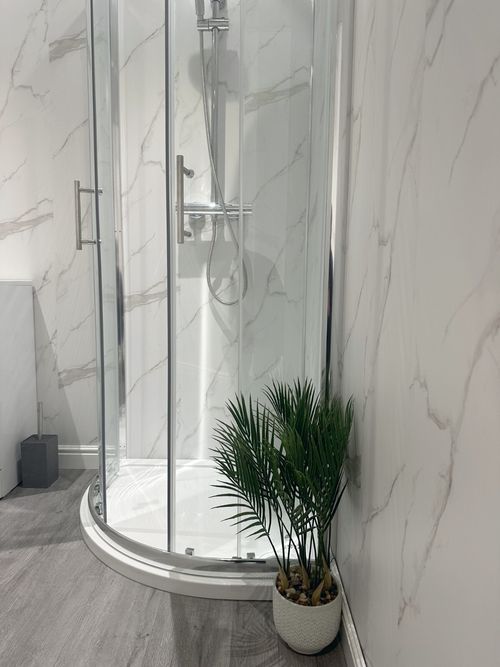 White Marble Matt Bathroom Wall Panels Shower Cladding PVC Kitchen Ceiling — image 10