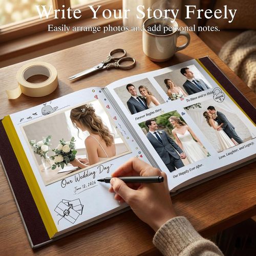 Magnetic Photo Album - Classic Red-Brown Leather, 40 Pages for Memories — image 4