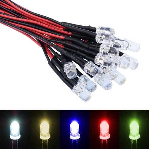 Constant or Flashing 3mm 5mm 10mm Pre Wired Ultra Bright LED 12V — image 2