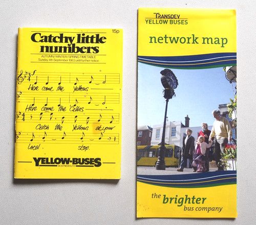 BUS TIMETABLE: BOURNEMOUTH YELLOW BUSES 1983 + TRANSDEV MAP
