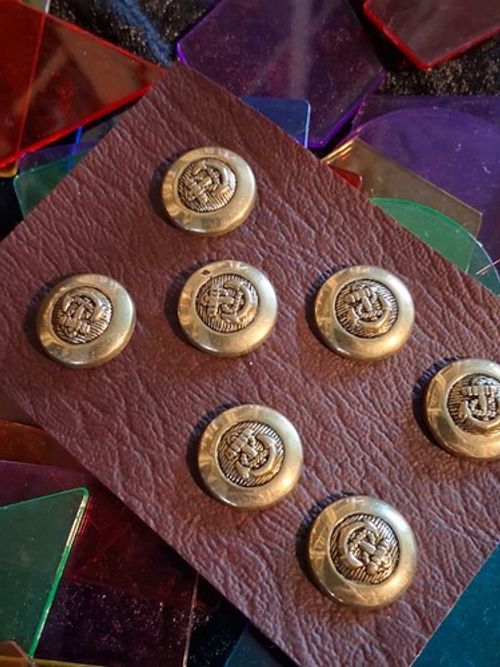 * Recycled vintage buttons 7 x gold round shank anchor motif blazer M15