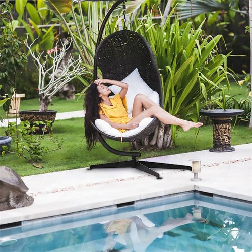 Large Heavy Duty Garden Hammock C-stand Hanging Swing Egg Chair Frame with Base — image 9