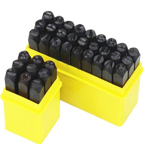 36Pcs 5mm-8mm Number Letter Stamp Punch Set for Imprinting Metal Leather Wood