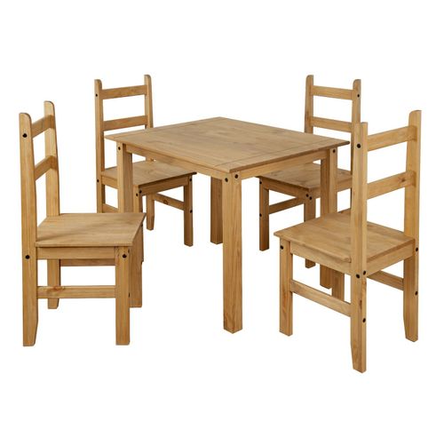 Corona Dining Table Set 4 Seater Solid Mexican Pine Wood Table With 4 Chairs — image 5