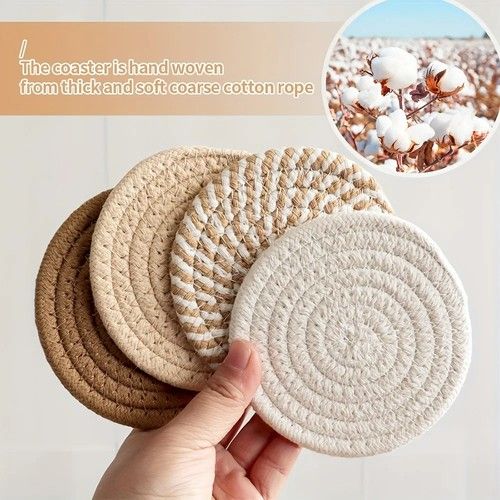 Cup Coasters Set 4pcs Non-Woven Heat Resistant Cup Mat Non-Slip Drink Coaster