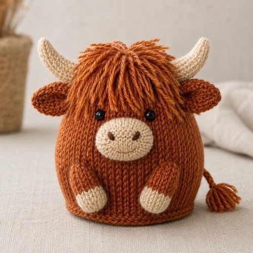 Highland Cow Chocolate Orange Cover DK Knitting Pattern Terry’s 157g Printed