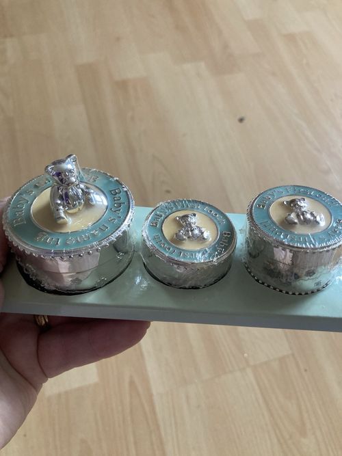 Set Of 3 Silver Plated Baby’s ‘first’ Trinket Boxes - New — image 1