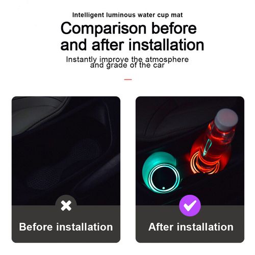 2Pcs Colorful Led Car Cup Holder Bottom Pad Mat Coaster Auto Atmosphere Lights~ — image 5
