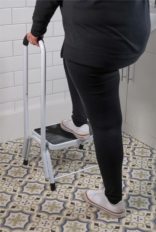 Multi Purpose Step Stool with Handrail Anti-Slip Feet Home Bathroom Kitchen — image 4