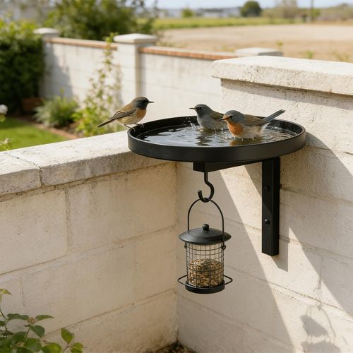 Fence Bird Feeder Tray with Hook, Tree Mounted Wild Bird Bath for Outdoors — image 2
