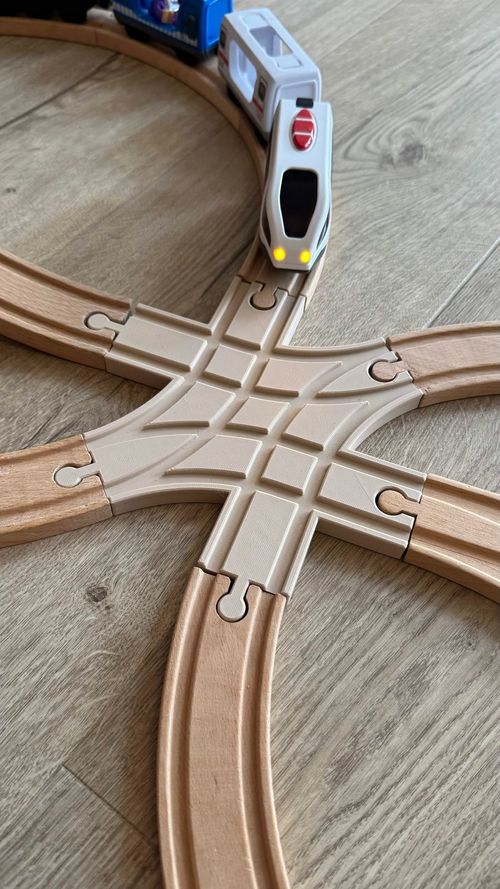 6 Way Split Crossover Junction Wooden Train Track Points - Fits Brio and more! — image 7