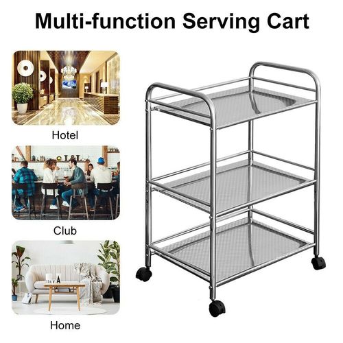 3 Tier Metal Rolling Trolley Cart Beauty Salon Shelf Kitchen Storage Rack — image 5