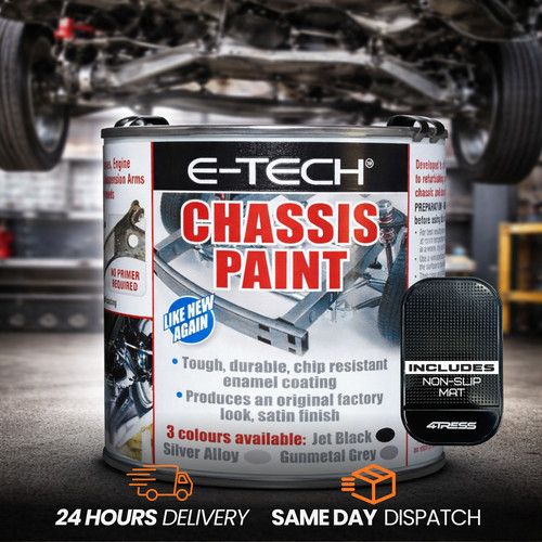 E-TECH Silver Chassis Paint Quick Repair Chip Resistant 500ML ECHP02 + DM