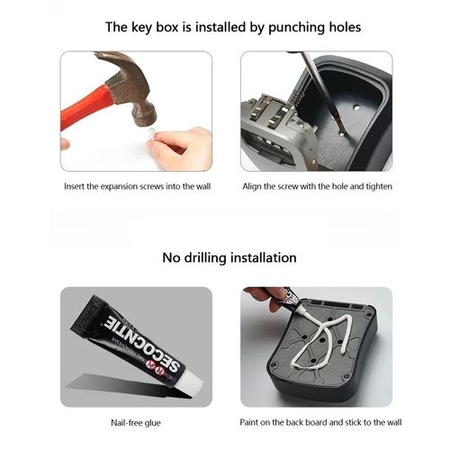 Secure 4 Digit Wall Mounted Key Safe Box Outdoor High Security Code Hard Plastic — image 6
