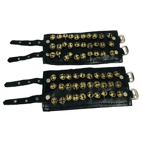 Dancing Ghungroo Leather Pad Pair Three Line Bells Bharatanatyam Accessories