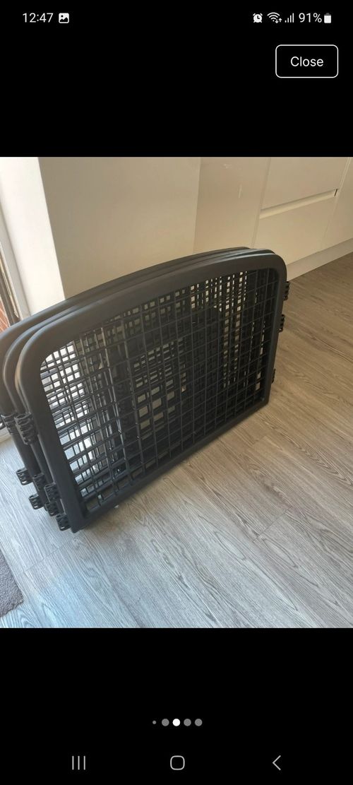Black Plastic Indoor Dog Puppy Playpen Pen Panels with Door Gate — image 5