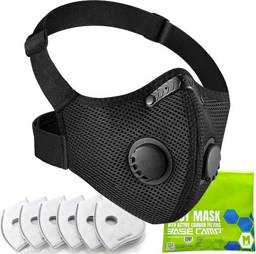 BASE CAMP M Plus Dust Mask, Breathable Reusable Face Mask One Size, Black