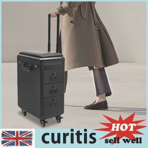 3 In 1 Tattoo Travel Cases With Tattoo Armrest Stand Rolling Makeup Train Case