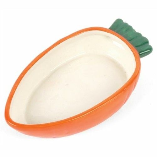 Happy Pet Carrot Shaped Bowl Small Pet Food Water Feeding Dish Rabbit Guinea Pig