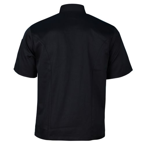 Black Chef Jacket Short Sleeve Restaurent Kitchen workwear show Button Jacket UK — image 3