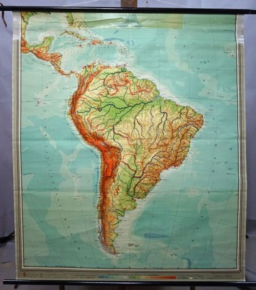 Vintage Map Rollable Poster Wall Chart South America