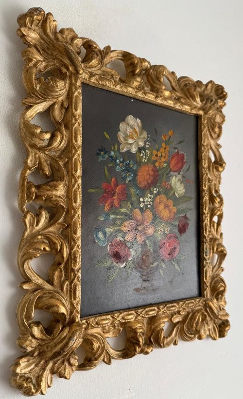 Vintage oil painting Still life Flemish Flowers signed framed 24/30cm — image 8