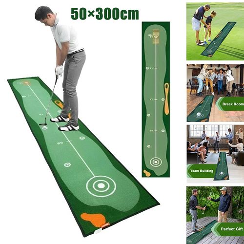 50X300CM Golf Putting Mat Green Indoor Outdoor Golf Practice Mat Mini Training — image 3