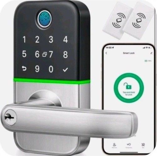 KUCACCI Smart Door Lock Fingerprint Keyless Entry Keypad Bluetooth Silver Z1