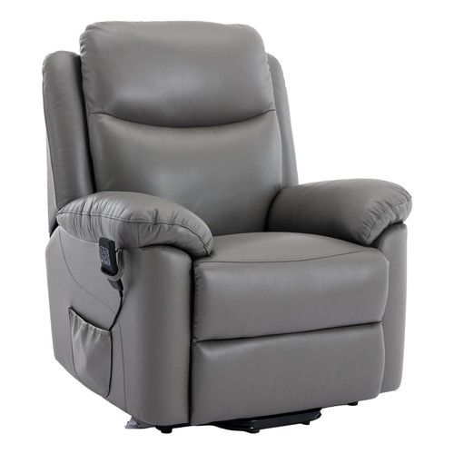 The Devon - Mobility Dual Motor Riser Recliner Arm Chair - Grey Genuine Leather