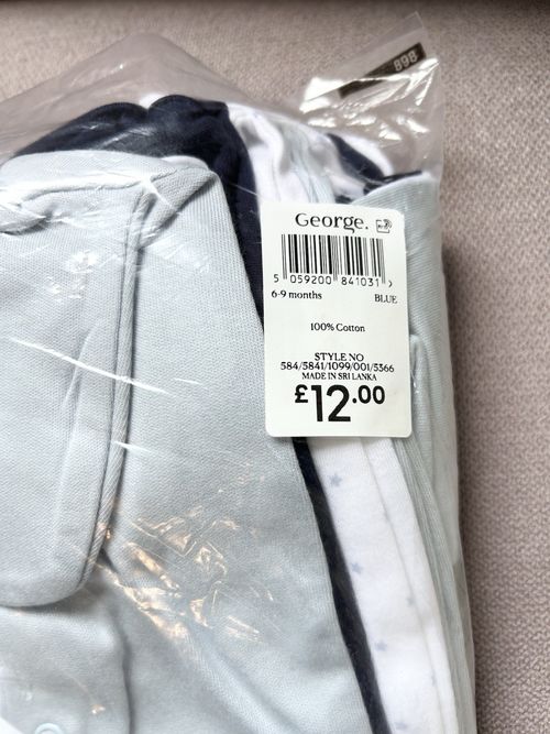 5 Baby Boy Sleepsuits 6-9 Months From George New with Tags — image 10