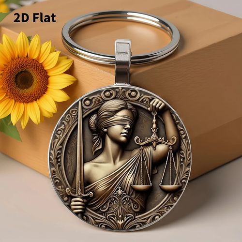 Justice Keychain - Scales of Justice Design - Zinc Alloy Lawyer Gift — image 1