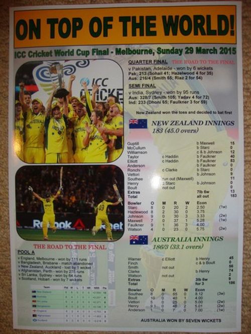 Australia 2015 ICC Cricket World Cup Winners - souvenir print
