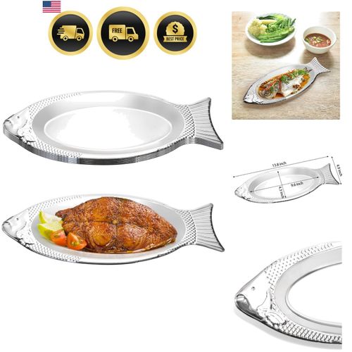 6 Pack Fish Serving Platter, Stainless Steel Fishes Dish Fish Shaped Plate, L... — image 1