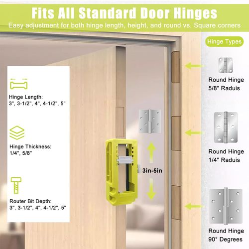 Door Hinge Routing Jig Stable Easy Installation Hinge Router Template Adjustable — image 8