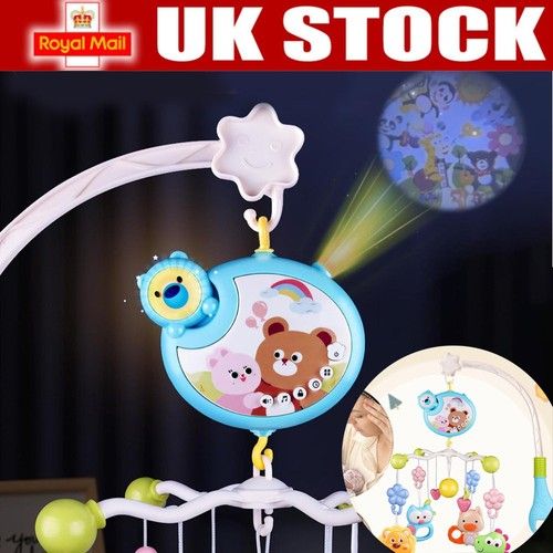 Baby Musical Crib Bed Bell Cot Mobile Stars Dreams Light Nusery Lullaby Toy UK