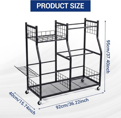 Heavy Duty Storage Rack Garden Tool Organizer with Wheels for Garage & Gardening — image 2