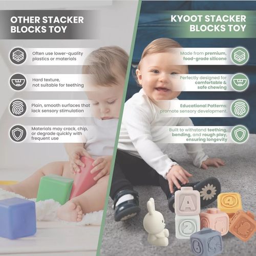 Newborn Baby Teething Toy Silicone Soft Teething 7 Building Blocks Unisex Bunny — image 8