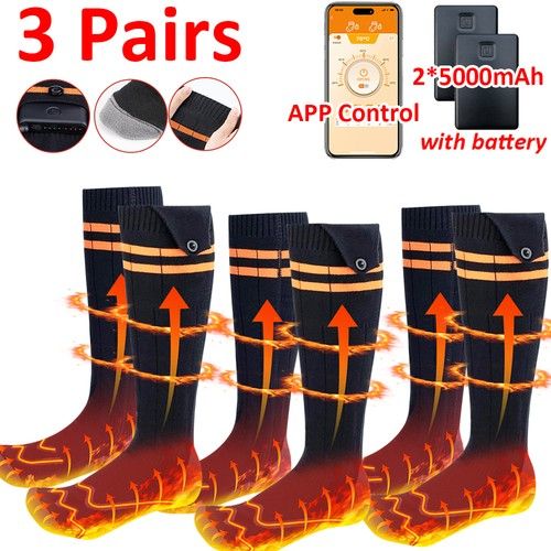 Electric Heated Socks Rechargeable W/ 10000mAh Battery Unisex Winter Foot Warmer