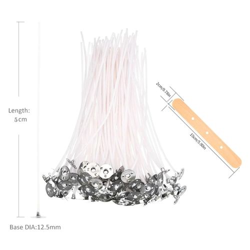 PRE WAXED CANDLE WICKS WITH SUSTAINERS LONG TABBED FOR CANDLE MAKING CRAFT — image 1