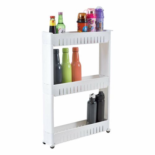 3 Tier Slide Out Multi Storage Cabinet Tower Folding Rolling Castor Trolley Rack — image 3