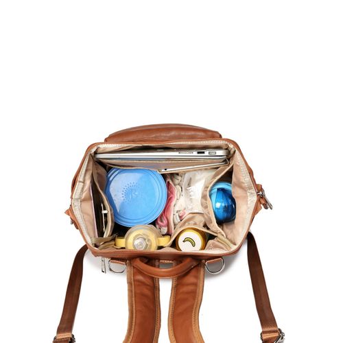 ELF PHOENIX Nappy Bag Backpack Faux Leather Brown 5pcs Diaper Baby Mummy Gift — image 7