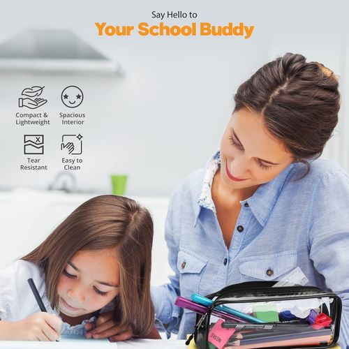 Clear Pencil Case Black | 22x4x9 cm Stylish, Practical and Transparent Pencil C — image 6