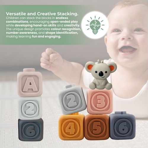 Koala Baby Silicone Building Blocks Stacking Nesting Sensory Toys 6-24 Months