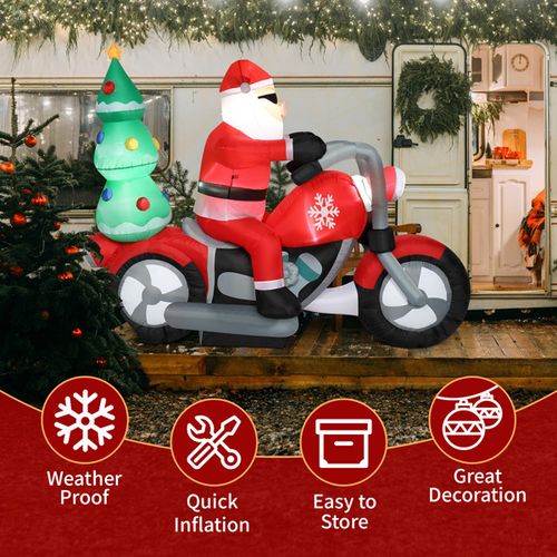 6FT Inflatable Santa Claus Riding Motorcycle Christmas Outdoor Garden LED Decora — image 4