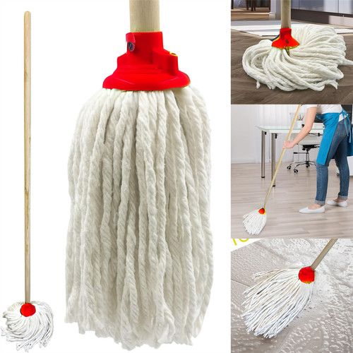 Cotton Floor Mop Head with Handle String Kitchen Absorbent Heavy Duty Cleaning