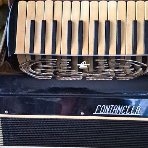 Fontanella Small Black Piano Accordion 20 Treble 12 Bass Stradella, Case